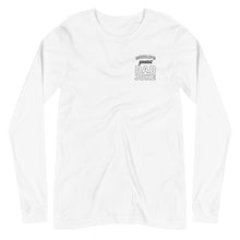 Load image into Gallery viewer, White long sleeved tee with dad joke